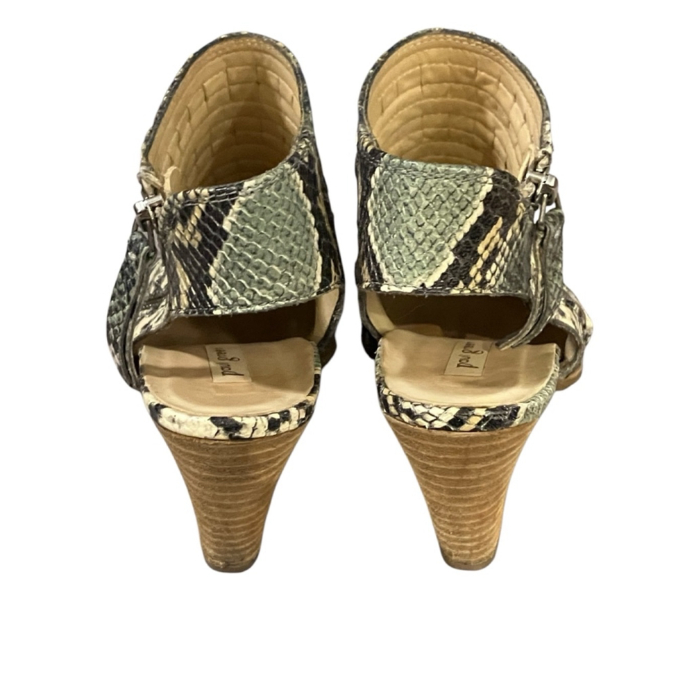 Paul Green Snakeskin Peep Toe Cone Block Heels Zip Size US 6 - Picture 7 of 11
